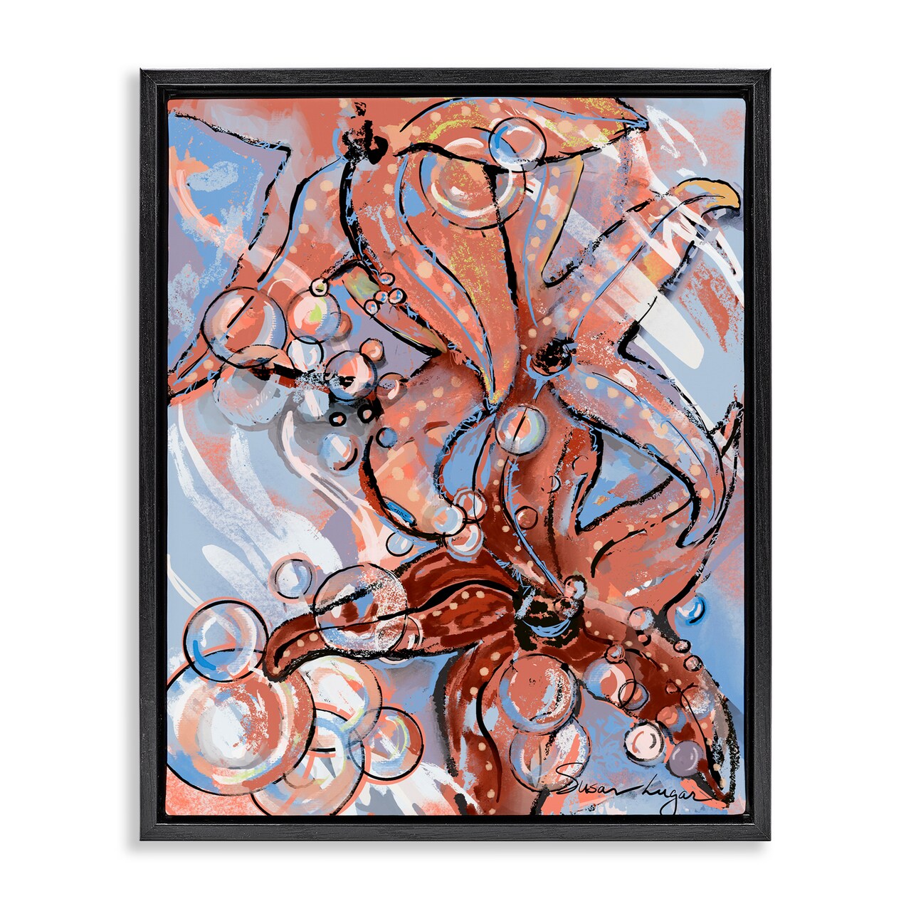 Stupell Industries Aquatic Starfish And Bubbles Floating Frame, design by Susan Lugar